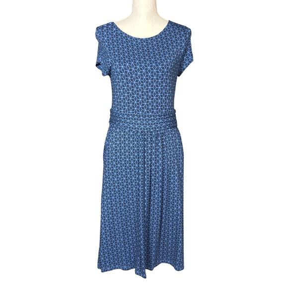Boden Amelie Midi Dress Size 14 Blue Stars Pockets Jersey Short Sleeve Stretchy - Picture 1 of 8